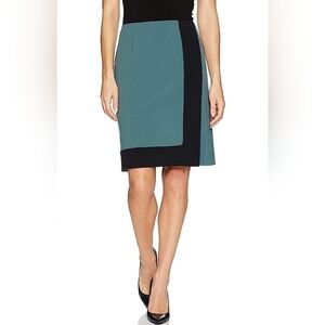 Nine West Green/Black Two-Tone Bi-Stretch A-Line Skirt Women's Size 6.